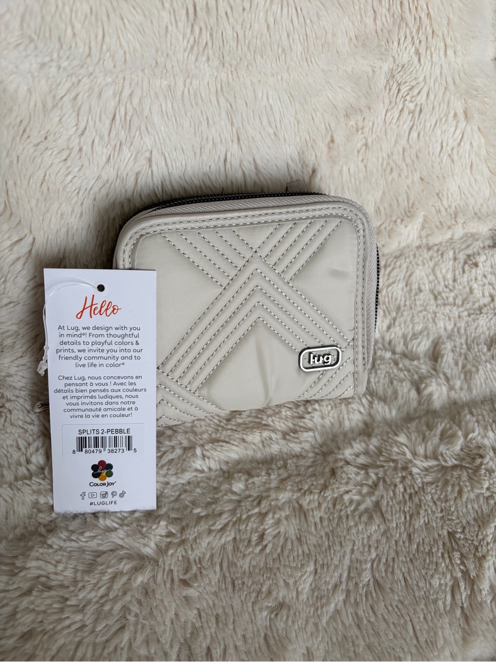 NWT Lug Splits Quilted Wallet - Pebble